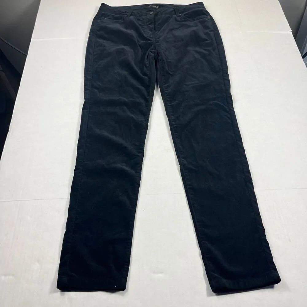 J.McLaughlin Velvet Skinny Ankle Pants Black Sleek Stretch Mid Rise Trousers 10